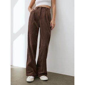 Commense NWT Wide Leg Front Pleat Corduroy Trousers in Brown - Size Small
